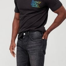 AllSaints switch denim shorts in washed black denim