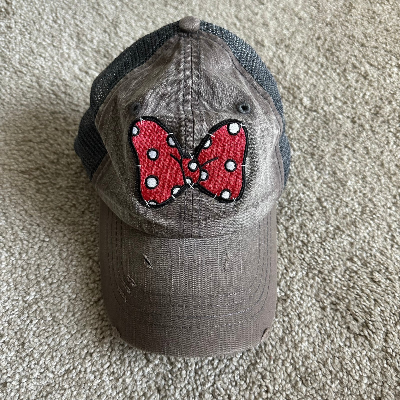 Stoney Clover Lane Baseball Hat Disney Minnie Mouse Patch Grey Distressed