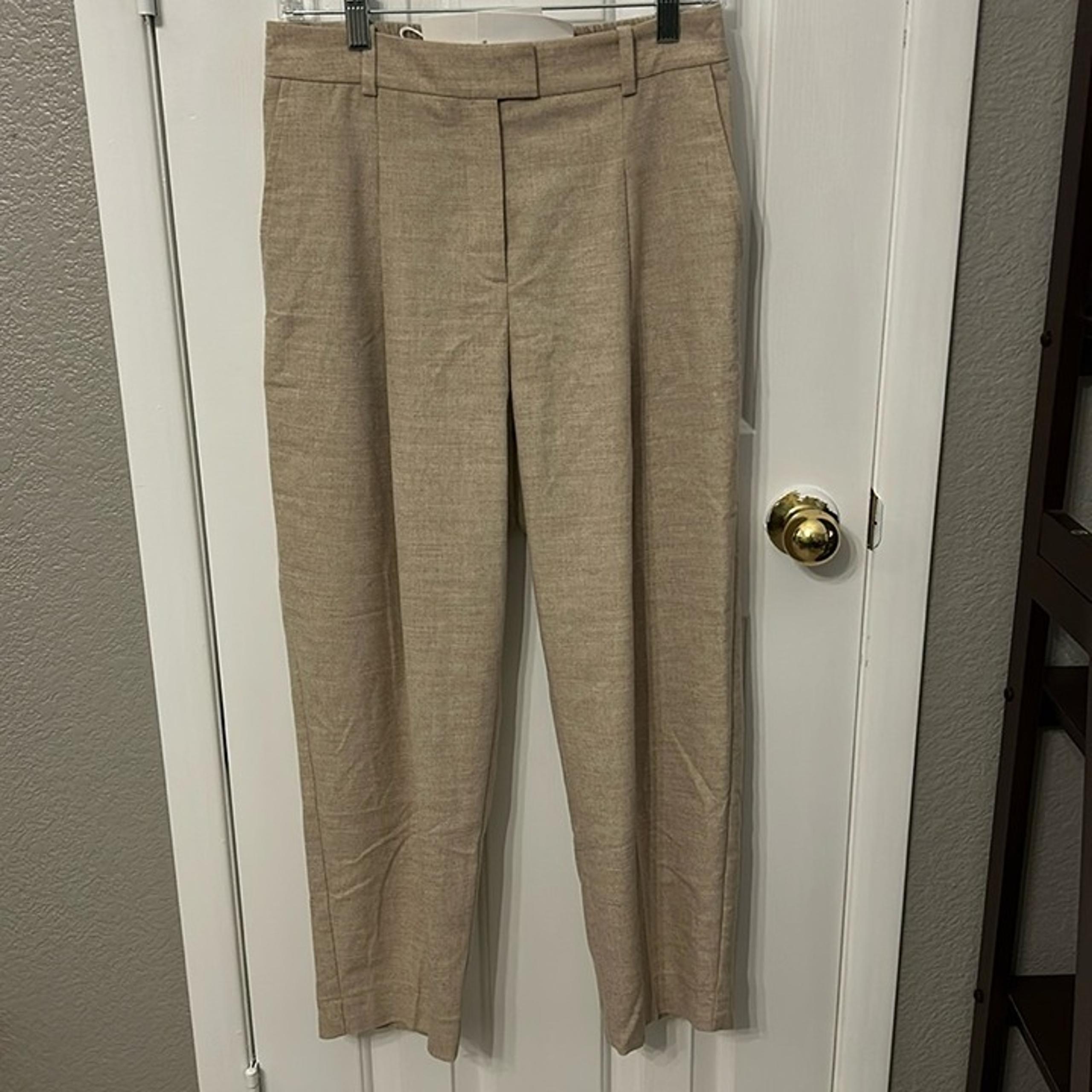 Boss Hugo Boss Women’s 4 Pastel Brown Tocata Trousers Pleated Pockets Wool NWT