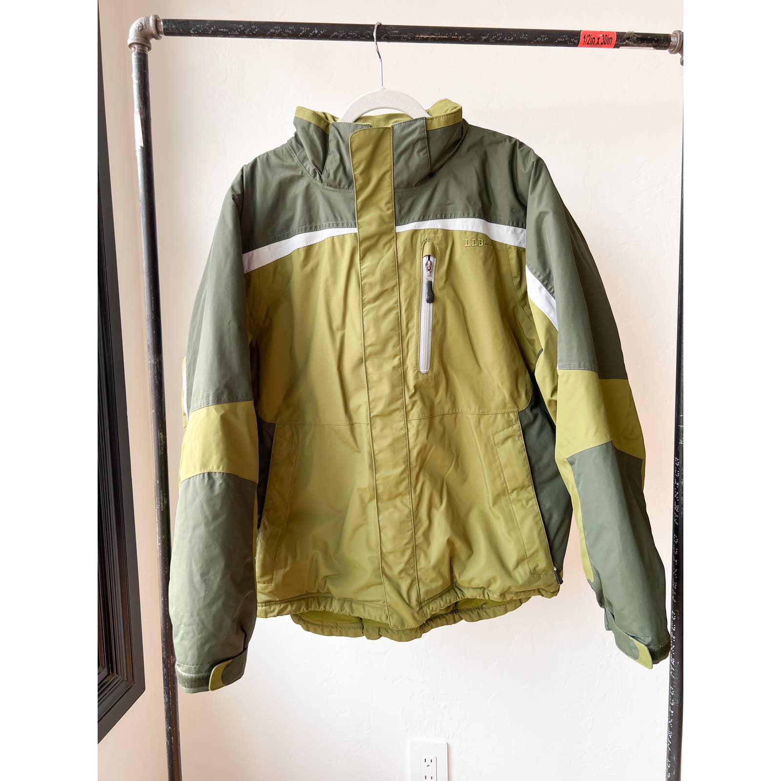 L.L. BEAN Men's Green/Gray/White Colorblock Insulated Puffer Ski Jacket size XL
