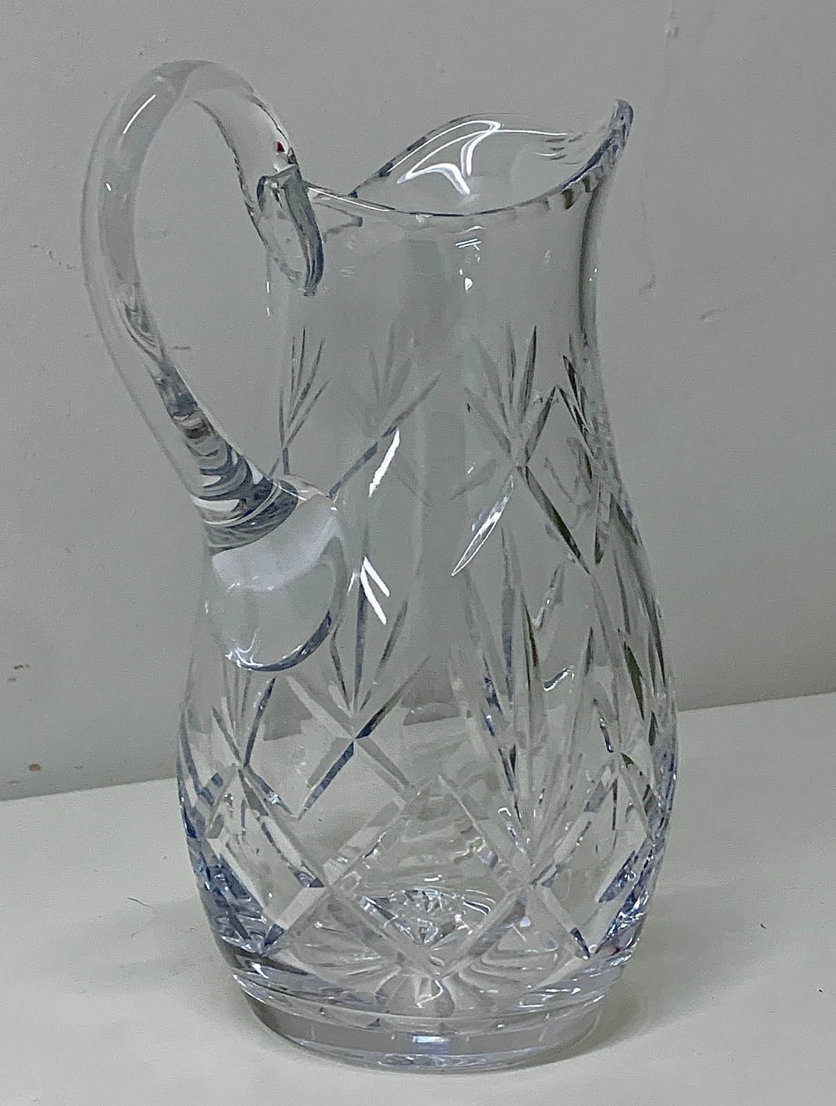 Vintage Deep Cut Crystal Starburst Pattern Jug Pitcher