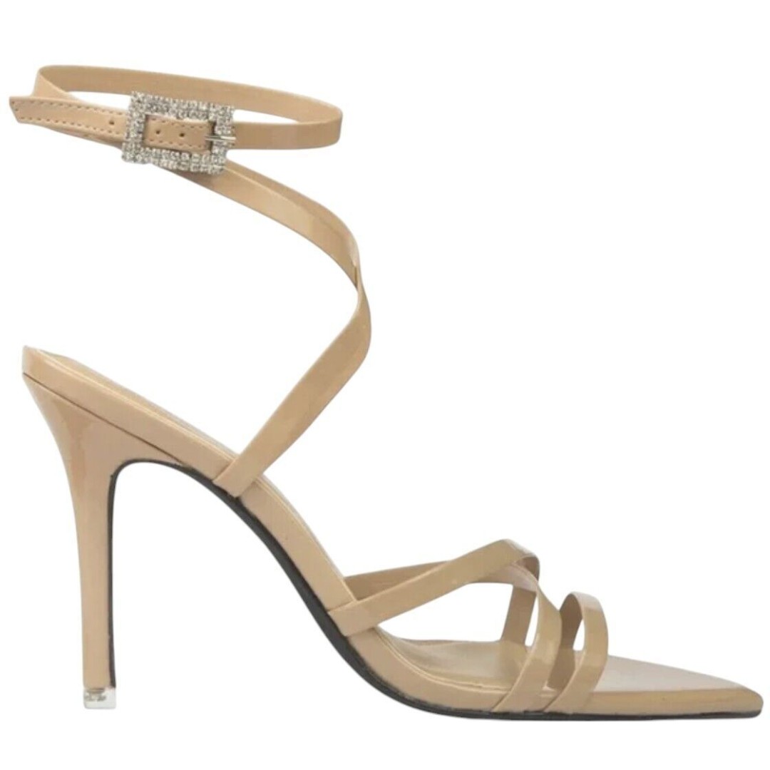 BSS Kimora Strappy Sexy Nude Patent Leather Stiletto Heel Summer Wedding Sz 7.5