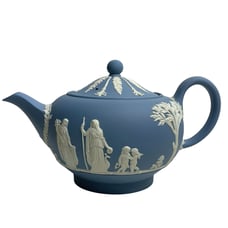 Wedgwood Jasperware Blue Teapot England Vintage Classical Excellent Condition!