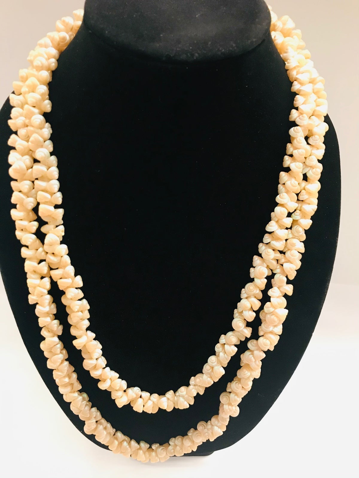 Vintage Iridescent Trochus Shell Necklace & Earrings