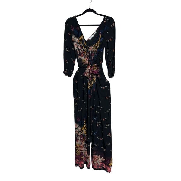 Feather Bone Anthropologie Nara Jumpsuit Black Belted Romper Size 4