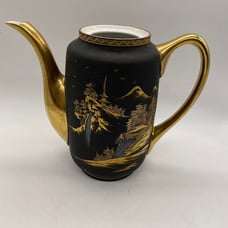 Vintage Porcelain Black with Gold Demitasse Tea/Coffee Pot