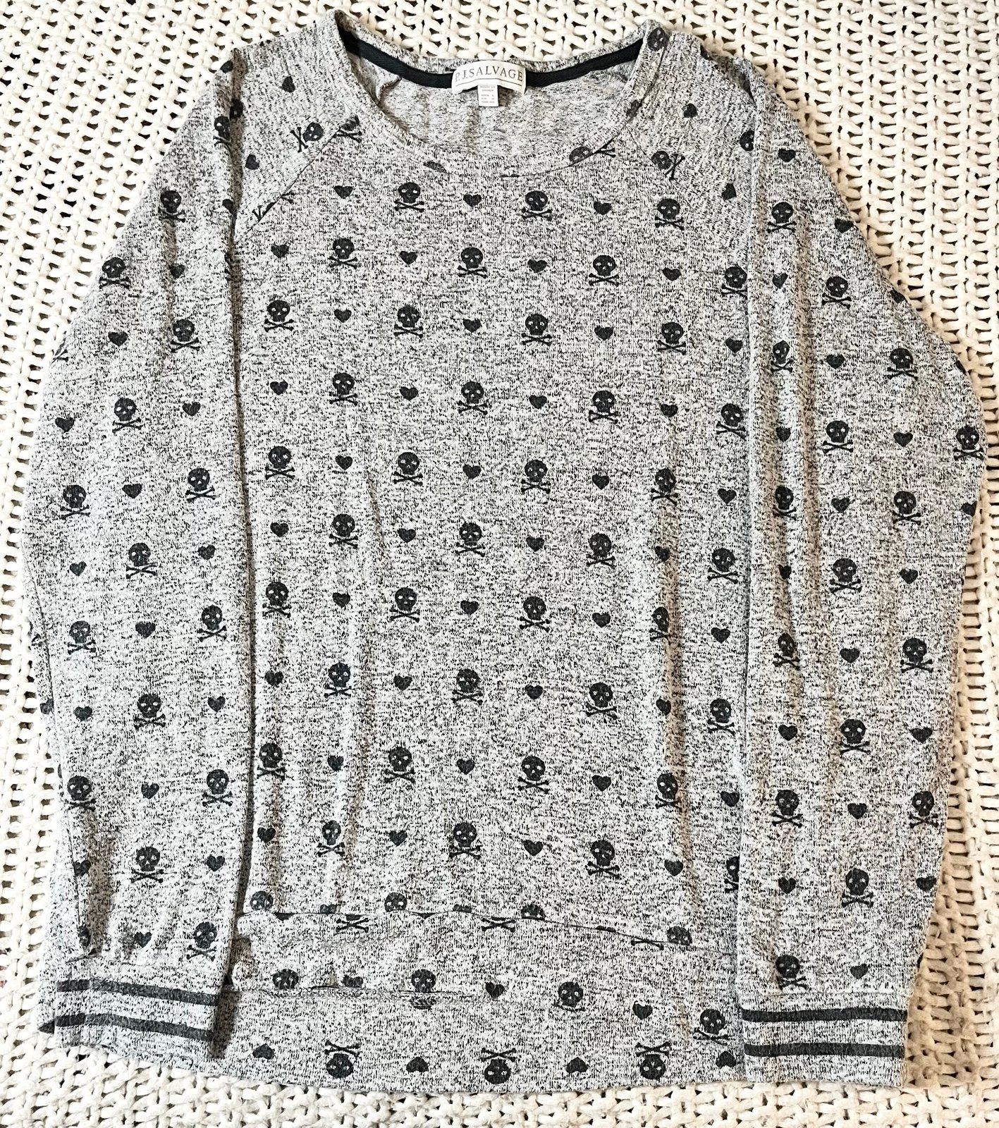 Pj Salvage Skull Knit Long Sleeve Top