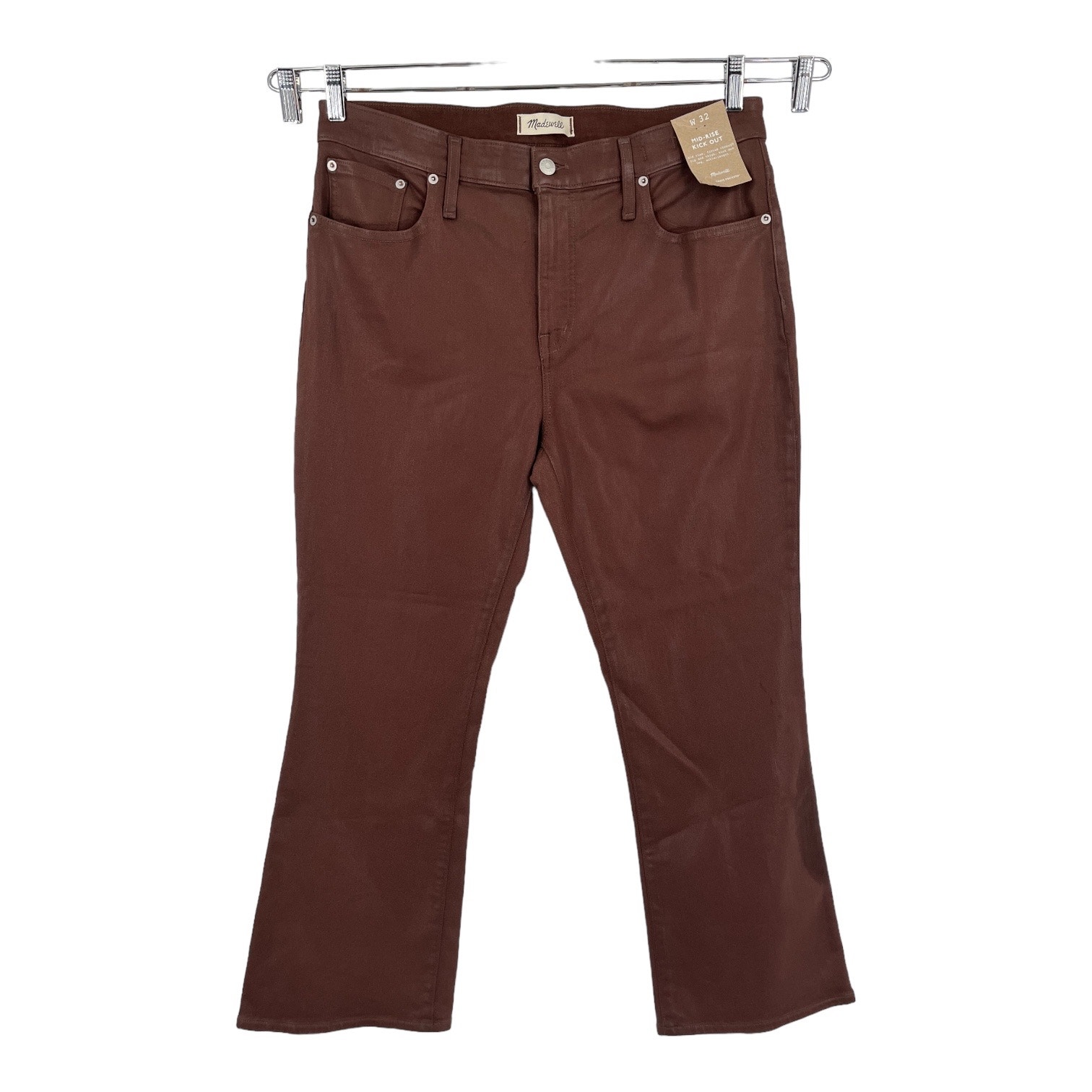 Madewell Jeans mid rise kick out crop coated brown size W 32