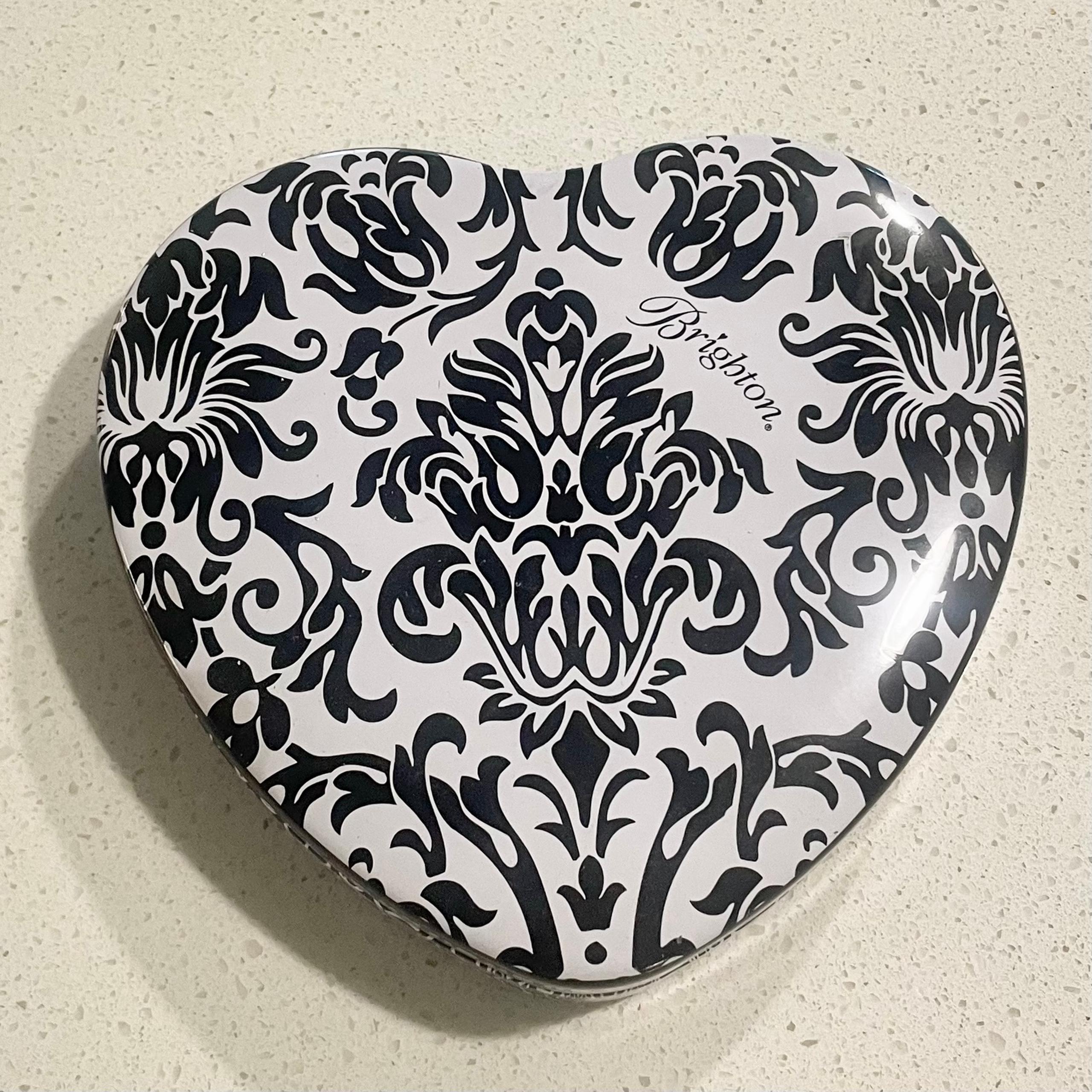 Brighton Black and White Heart Tin