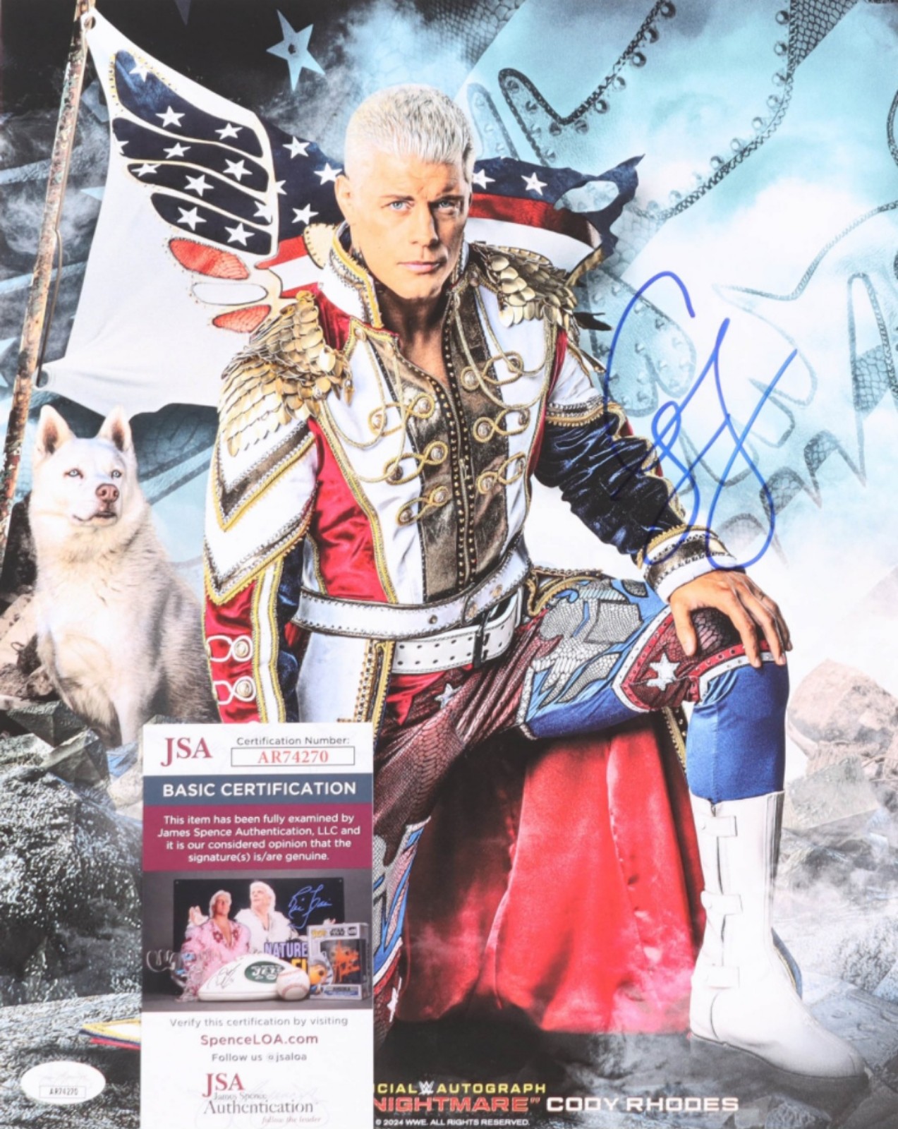WWE American Nightmare Cody Rhodes Hand signed poster edit with Pharaoh with JSA
