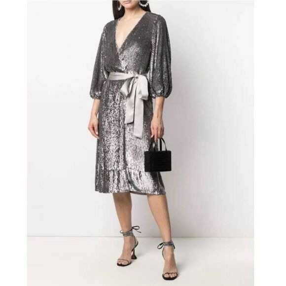 Alice + Olivia Anne Sequin Wrap Dress