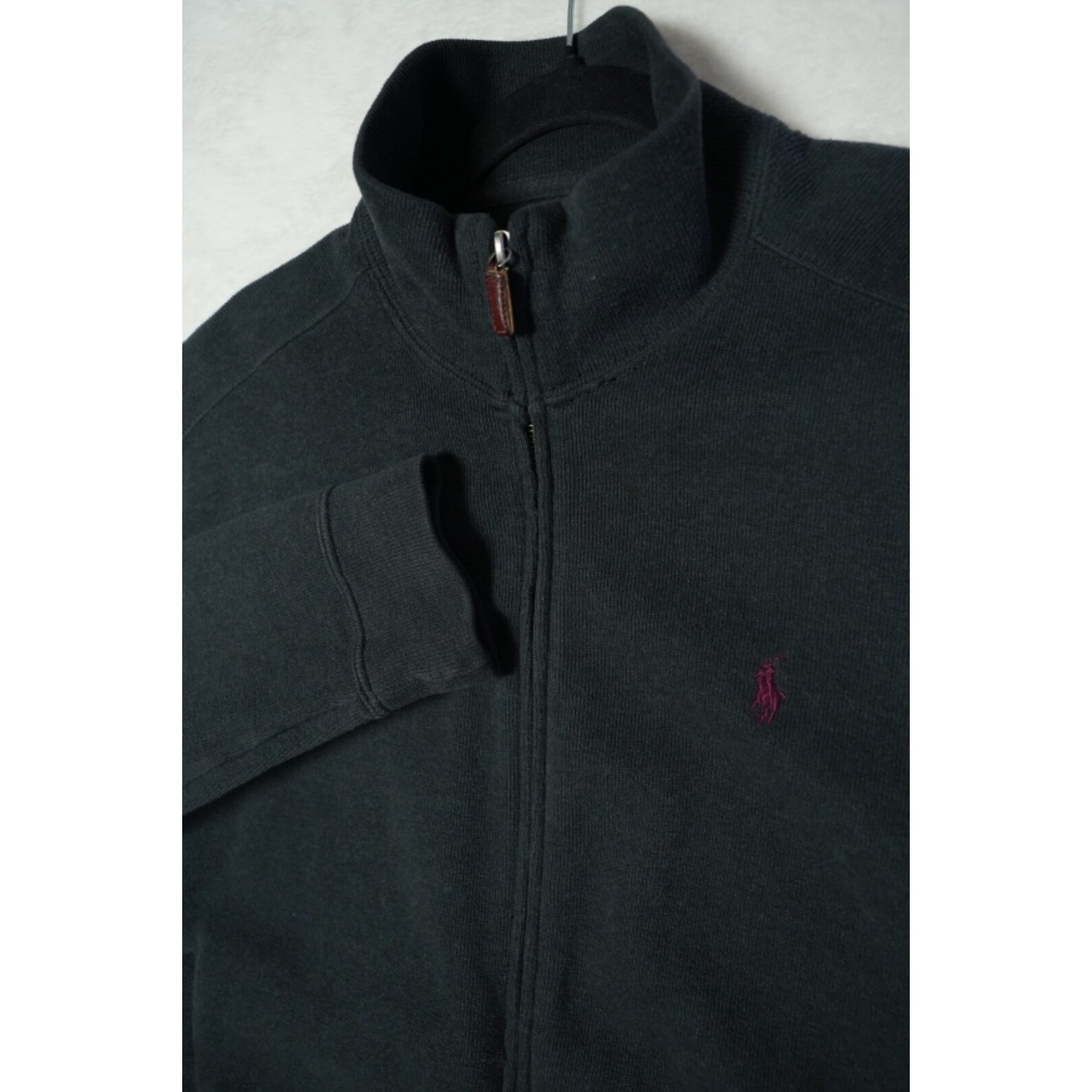 Polo Ralph Lauren Sweater Men's Medium Dark Gray Full Zip Turtle Neck Shirt