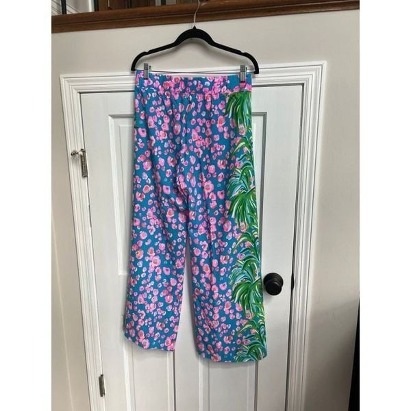 Lilly Pulitzer M Turquoise Shore I SPY BAL HARBOUR PANTS Palazzo Wide Leg NWOT