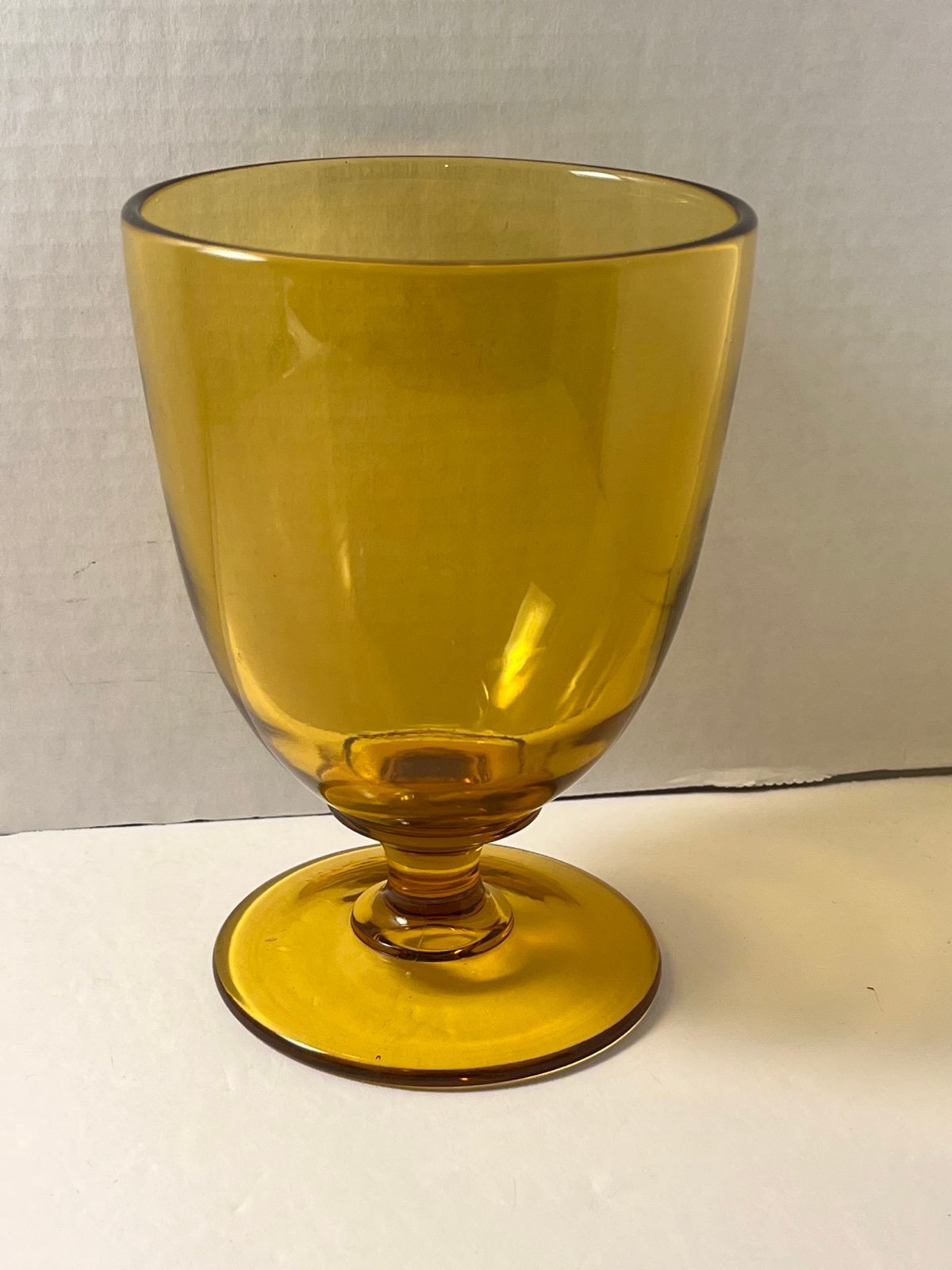 VINTAGE GLASS AMBER GOBLET GLASS VASE URN CUP VESSEL