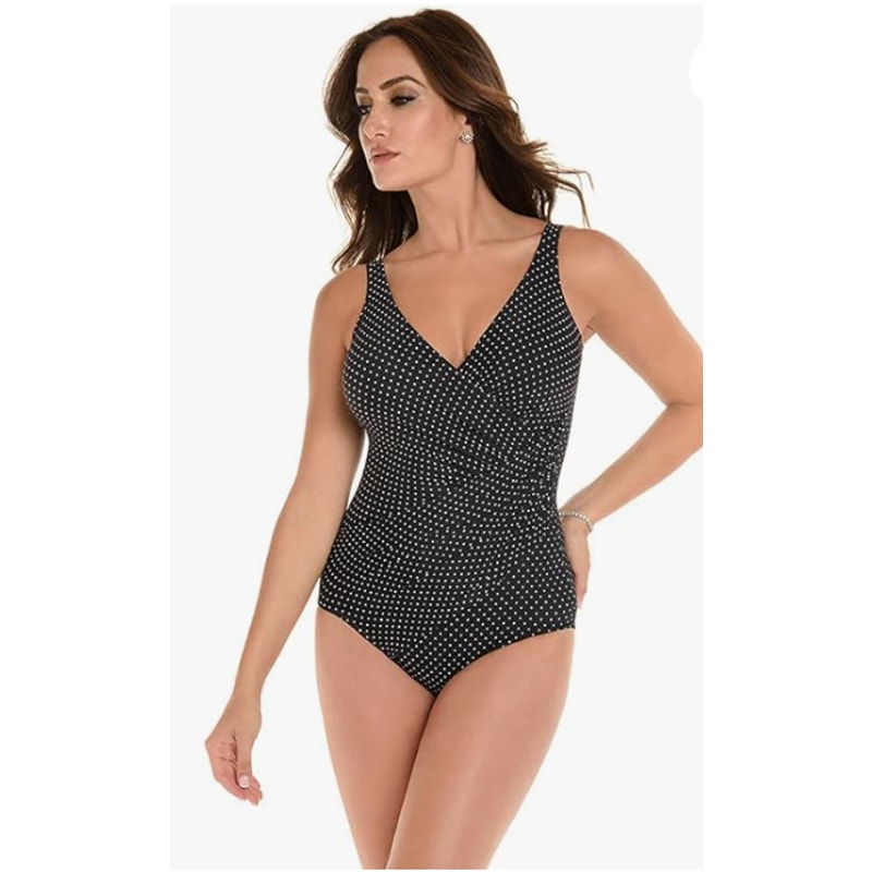 Miraclesuit Pin Point Oceanus Tummy Control Underwire One Piece Swimsuit 16DL