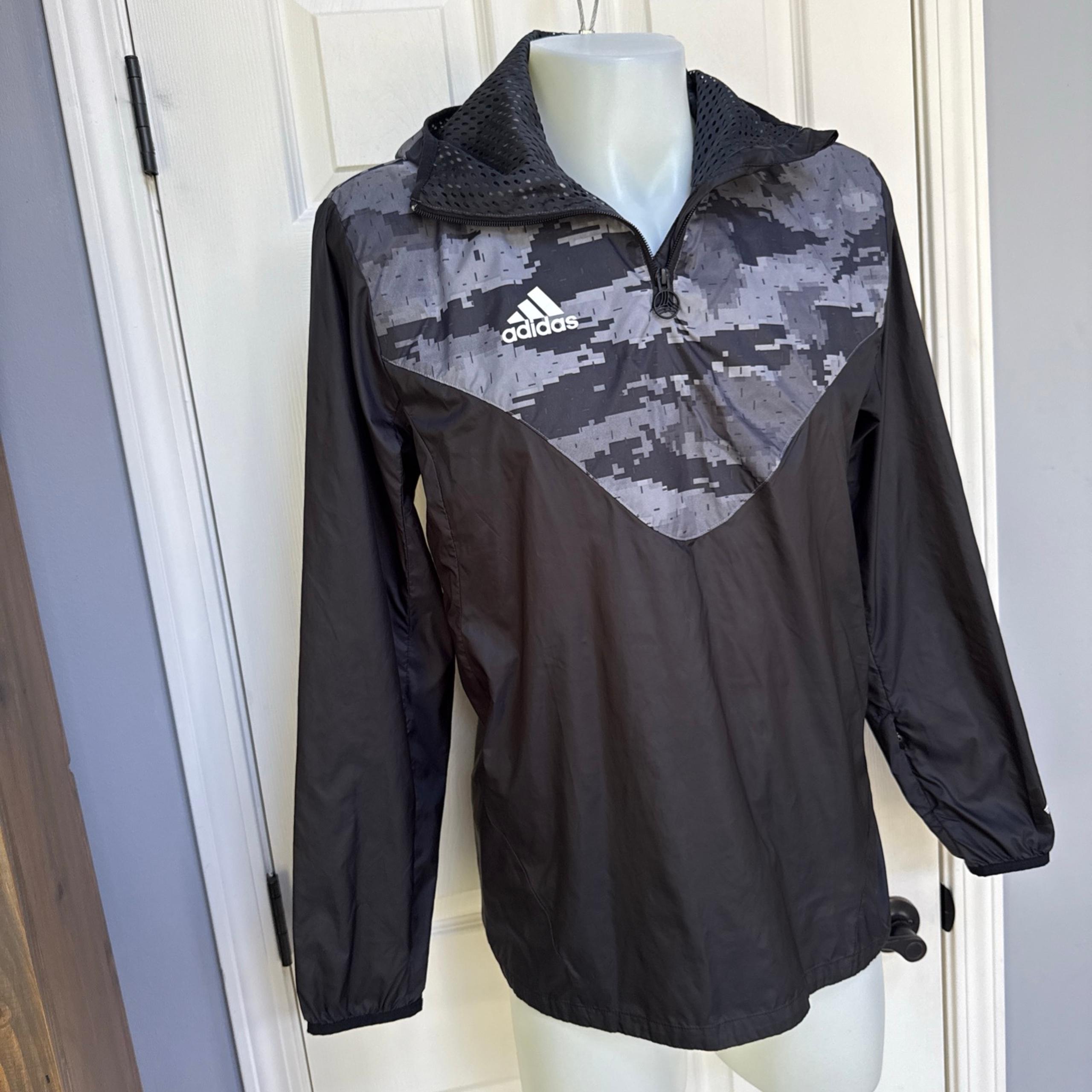 Men's ADIDAS Black Grey Camo ADV Tan Piste G Windbreaker Jacket Sz M DZ4661