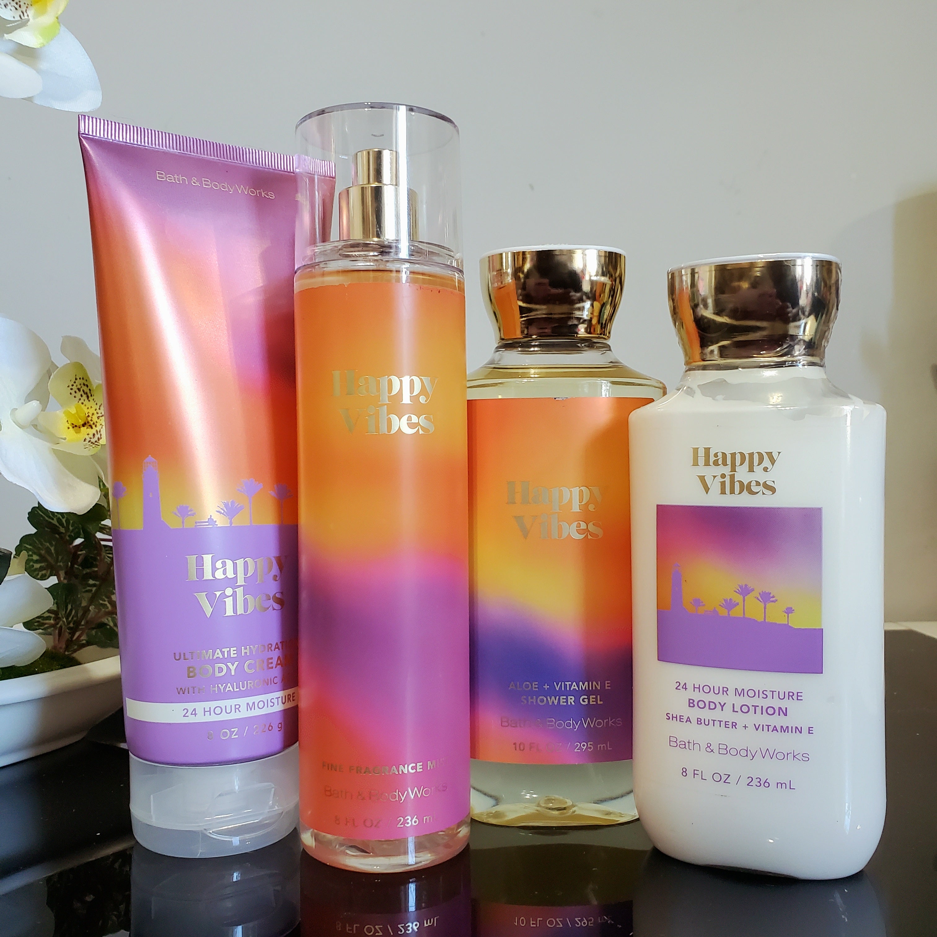 Happy vibes body care set 4pcs. new! Bath and body works
