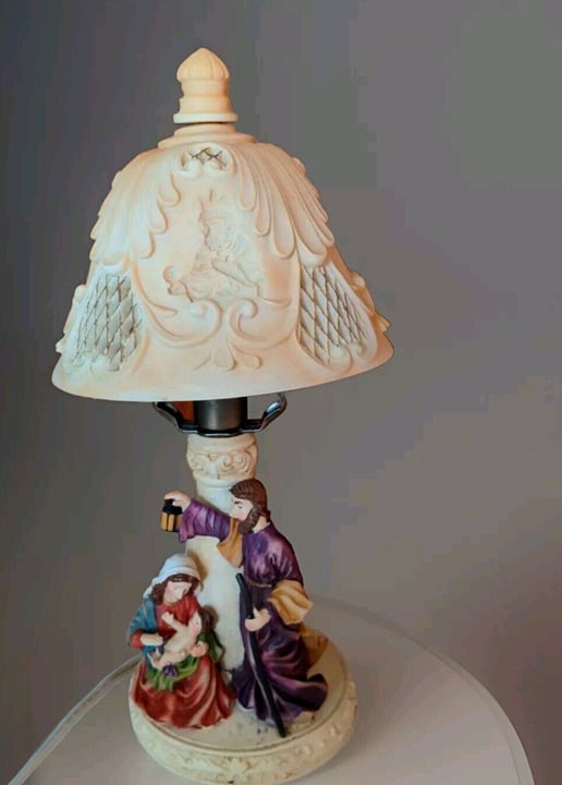 Holy Family VTG Nativity Scene Table Lamp Resin 12.5