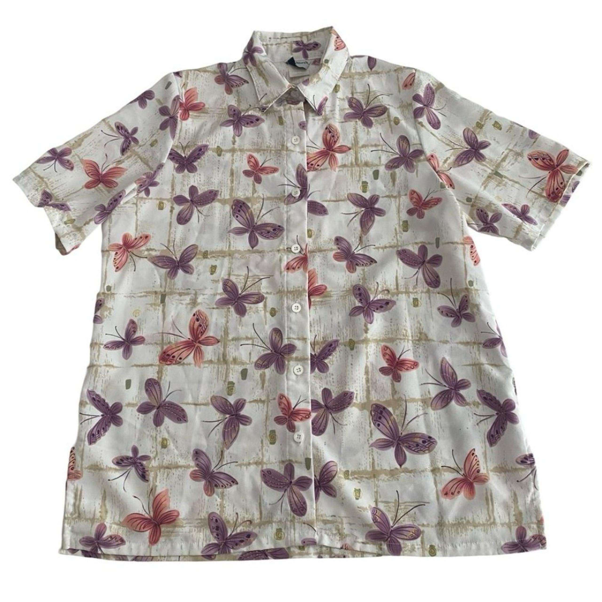 Vintage Y2K Bonworth Butterfly Print Button Down Shirt