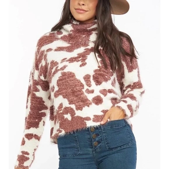 SMYM RARE Cow Print Frances Sweater NWOT Size XS
