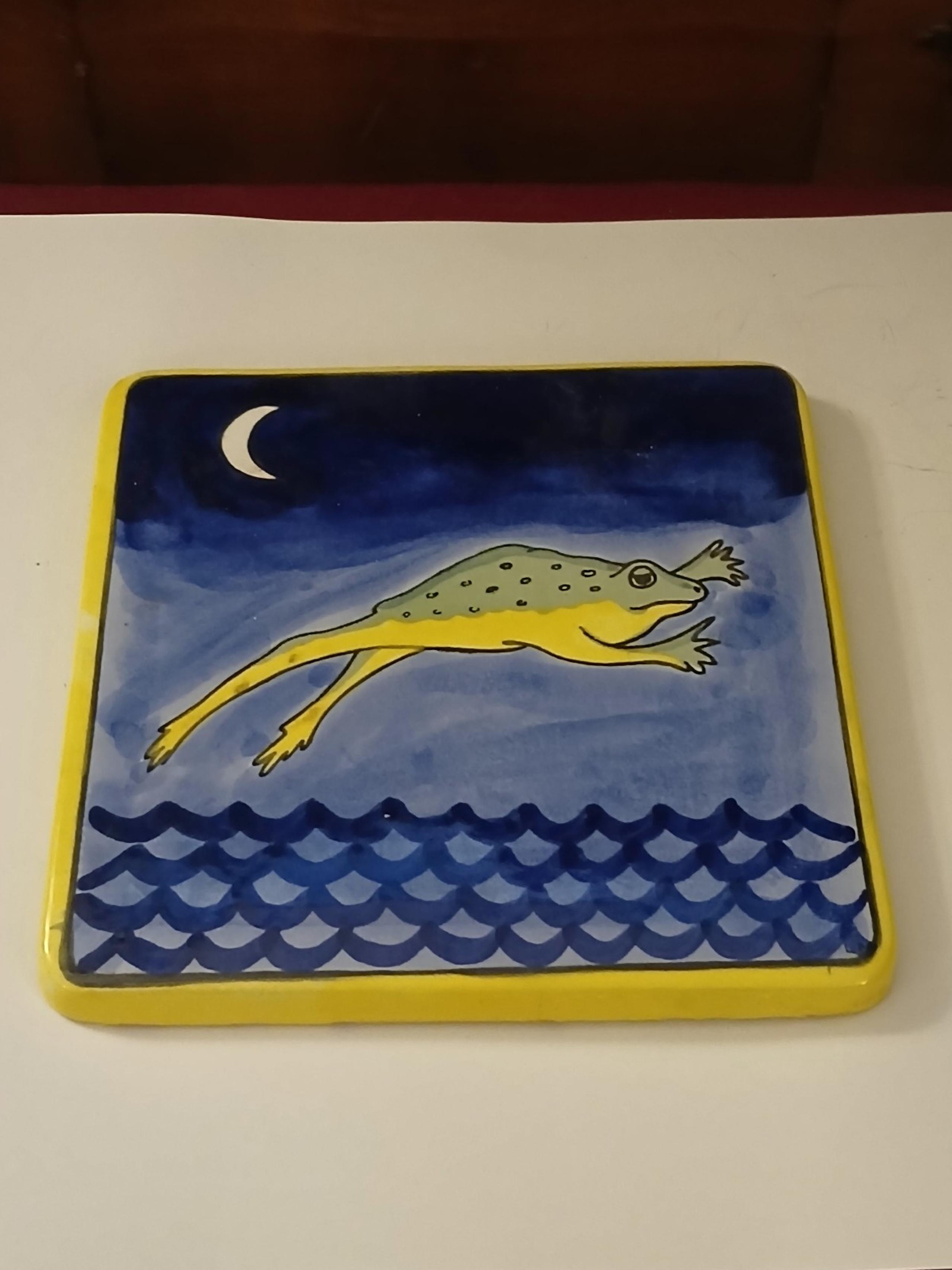 Mexican Talavera Leaping Frog Ceramic Trivet