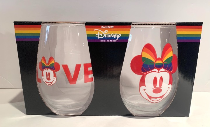 Set of 2 Glassware Disney Rainbow Collection Pride Minnie Mouse