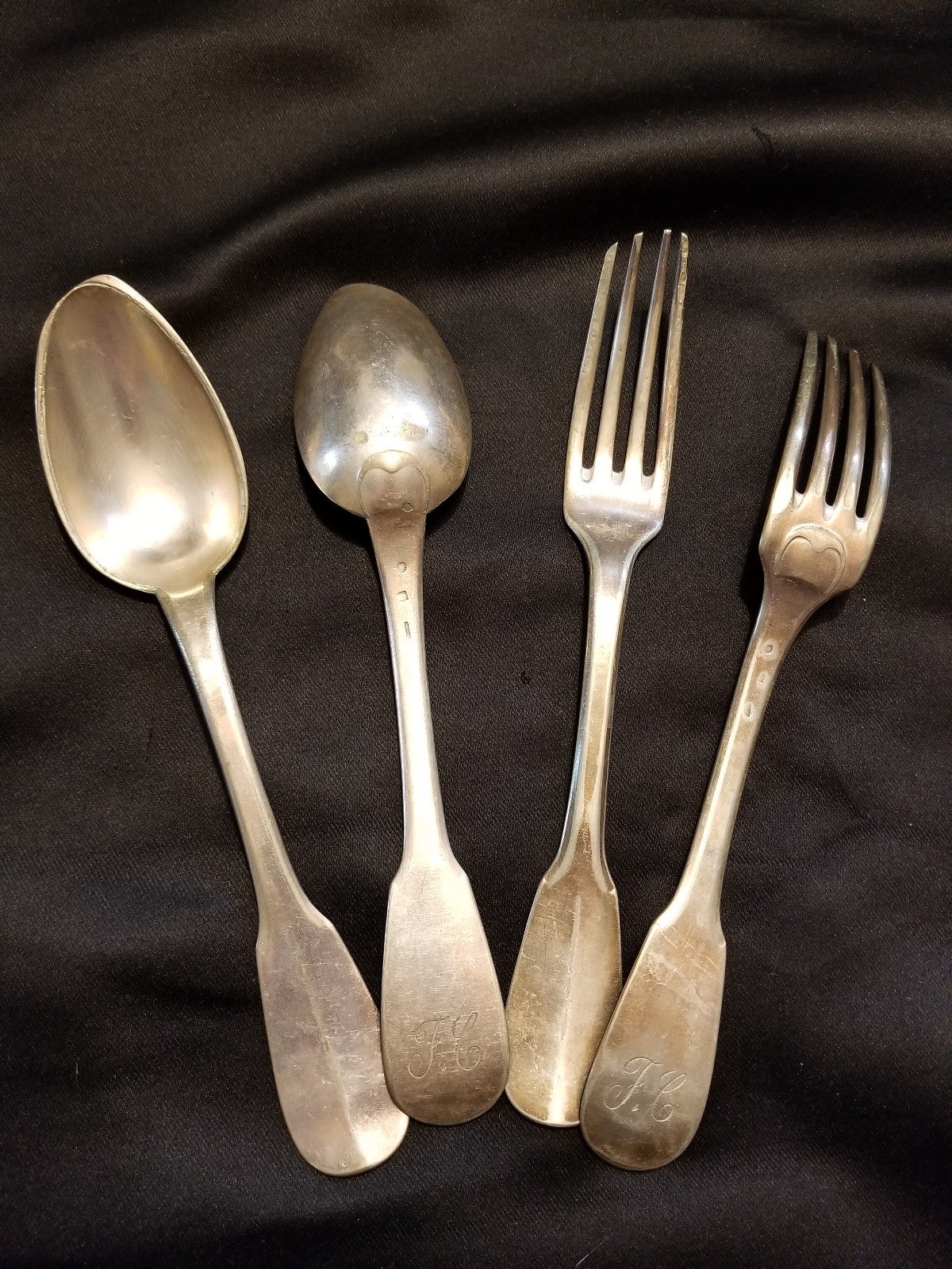 (4) Vintage C. Pillet Old French Silverware Rare. Spoons Forks. Plated or Solid?