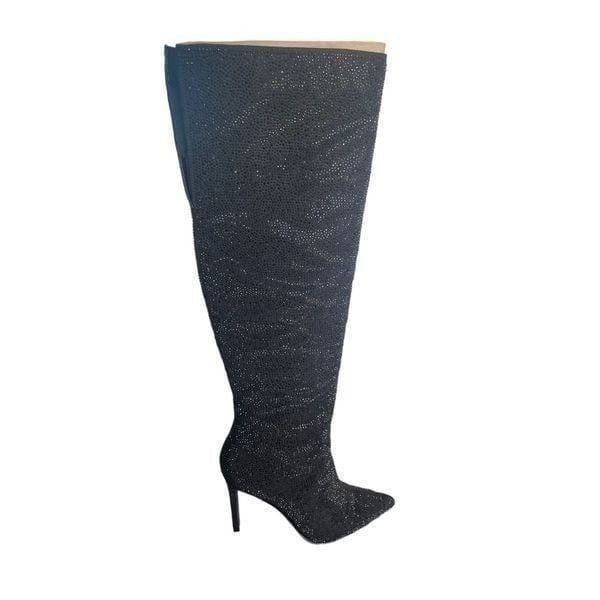 Inc Rhinestone Tall over the knee Boots Black Size 9 M