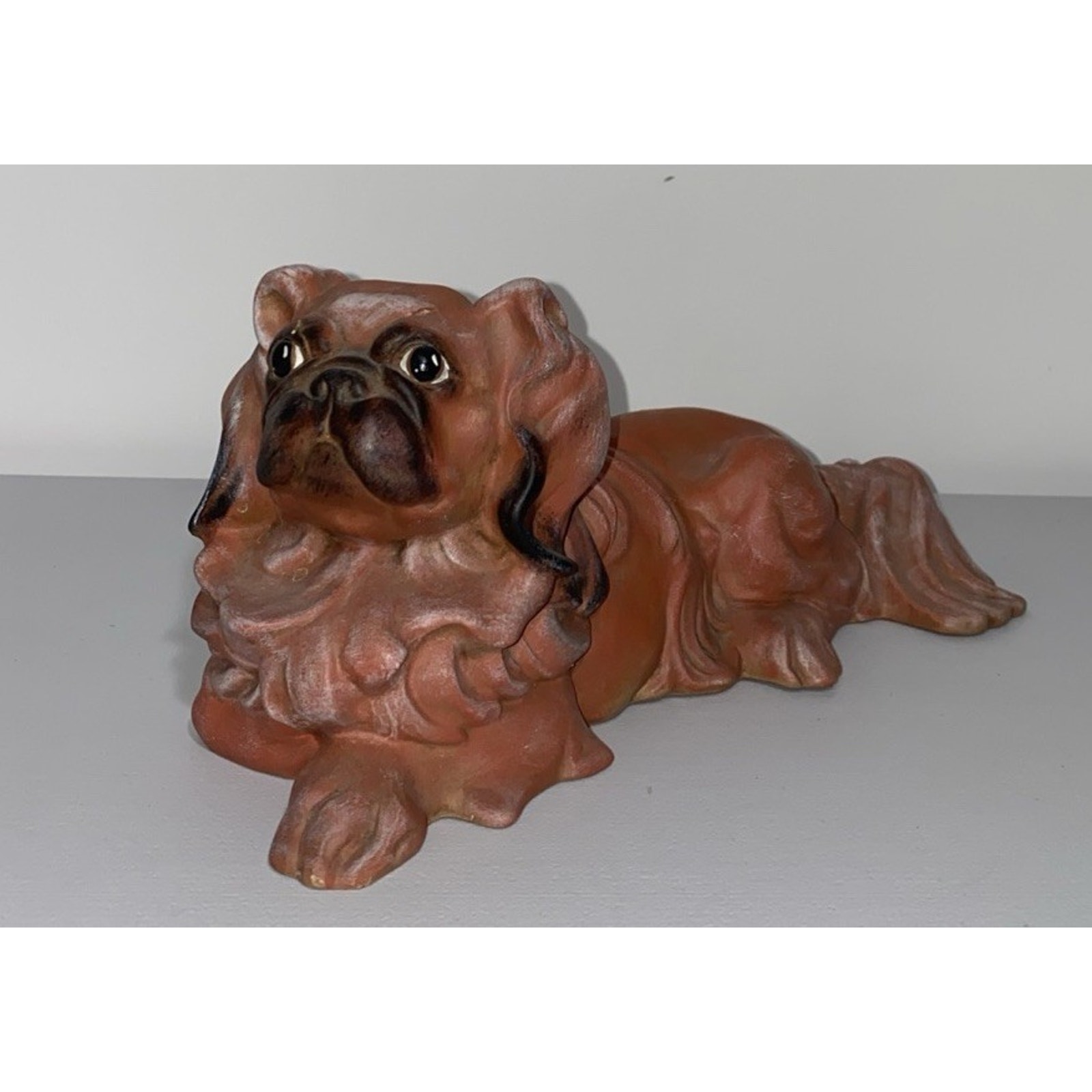 Pekingese Dog Ceramic Figure Statue Black 13”