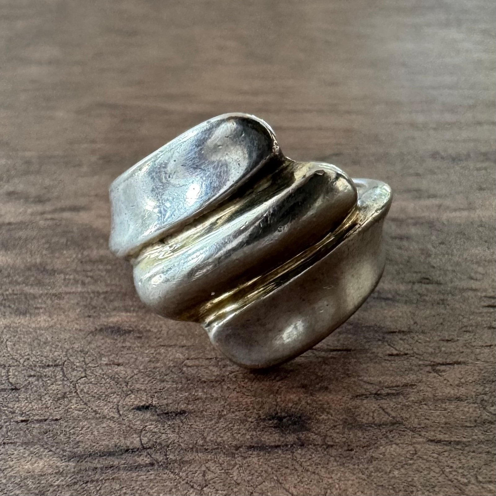 Vintage Modernist Twist Ring 925 Sterling Silver