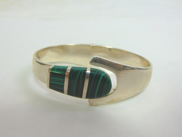 Sterling Silver Malachite Bracelet E938