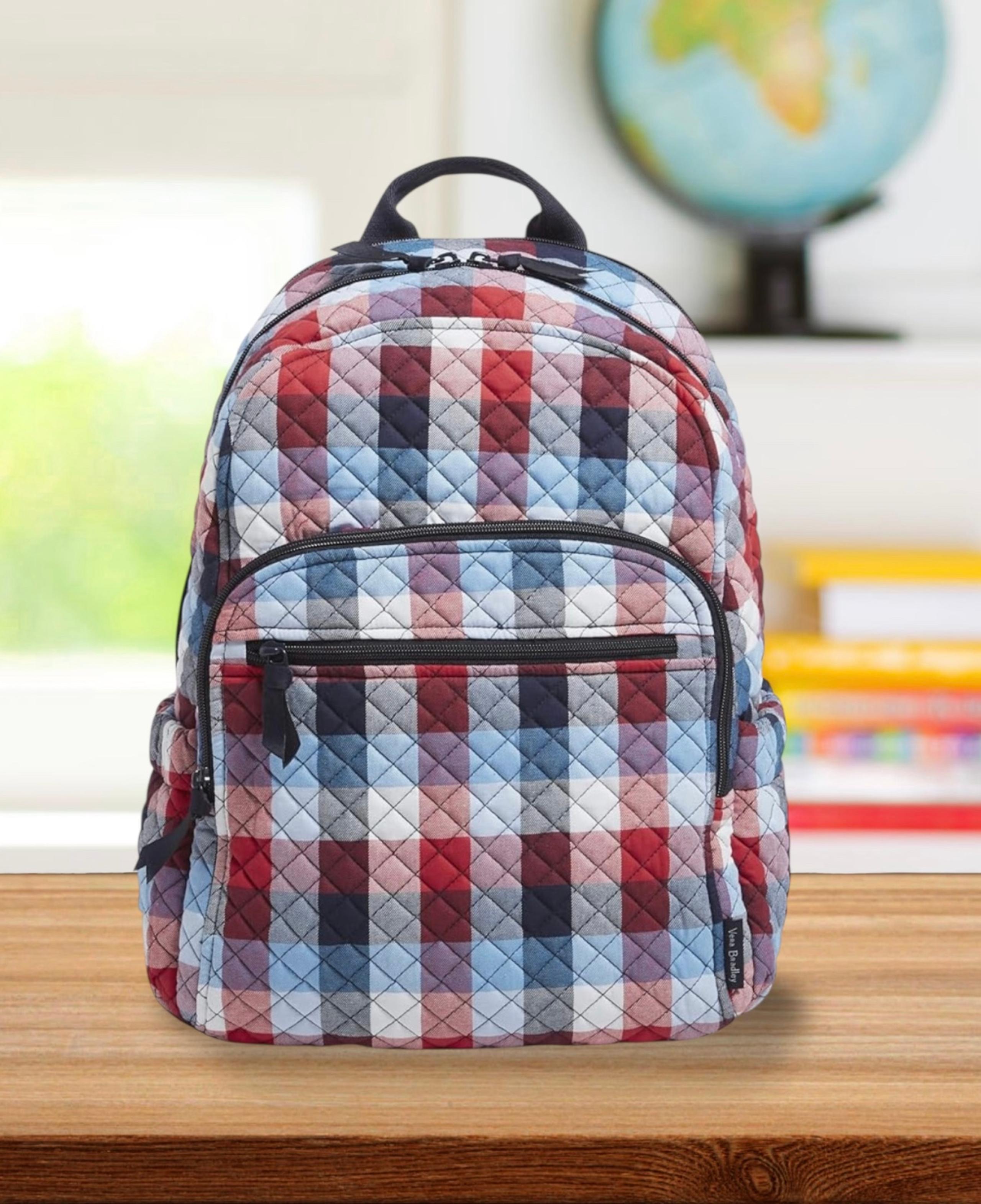 Vera Bradley Cotton Campus Womens Backpack Patriotic Plaid OS Large