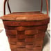 Vintage Picnic Basket Wov-N-Wood by Jerywil 40s 50s MCM Cups and Plates