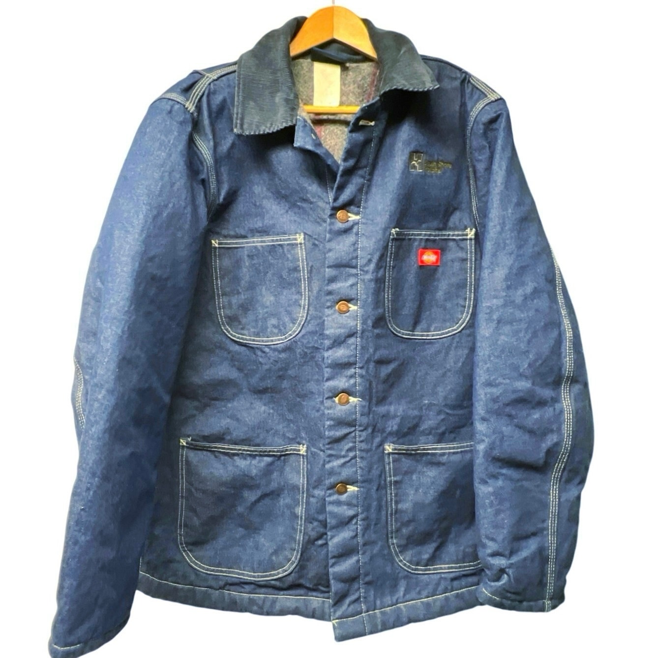 Dickies Men’s Denim Blanket Lined Jacket Work Barn Coat *Logo Size Medium