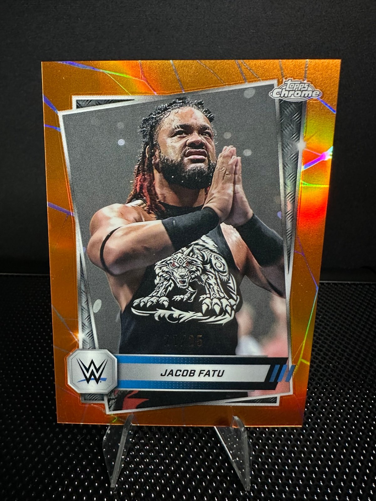 2025 Topps Chrome WWE - Jacob Fatu #100 Orange Refractor /25