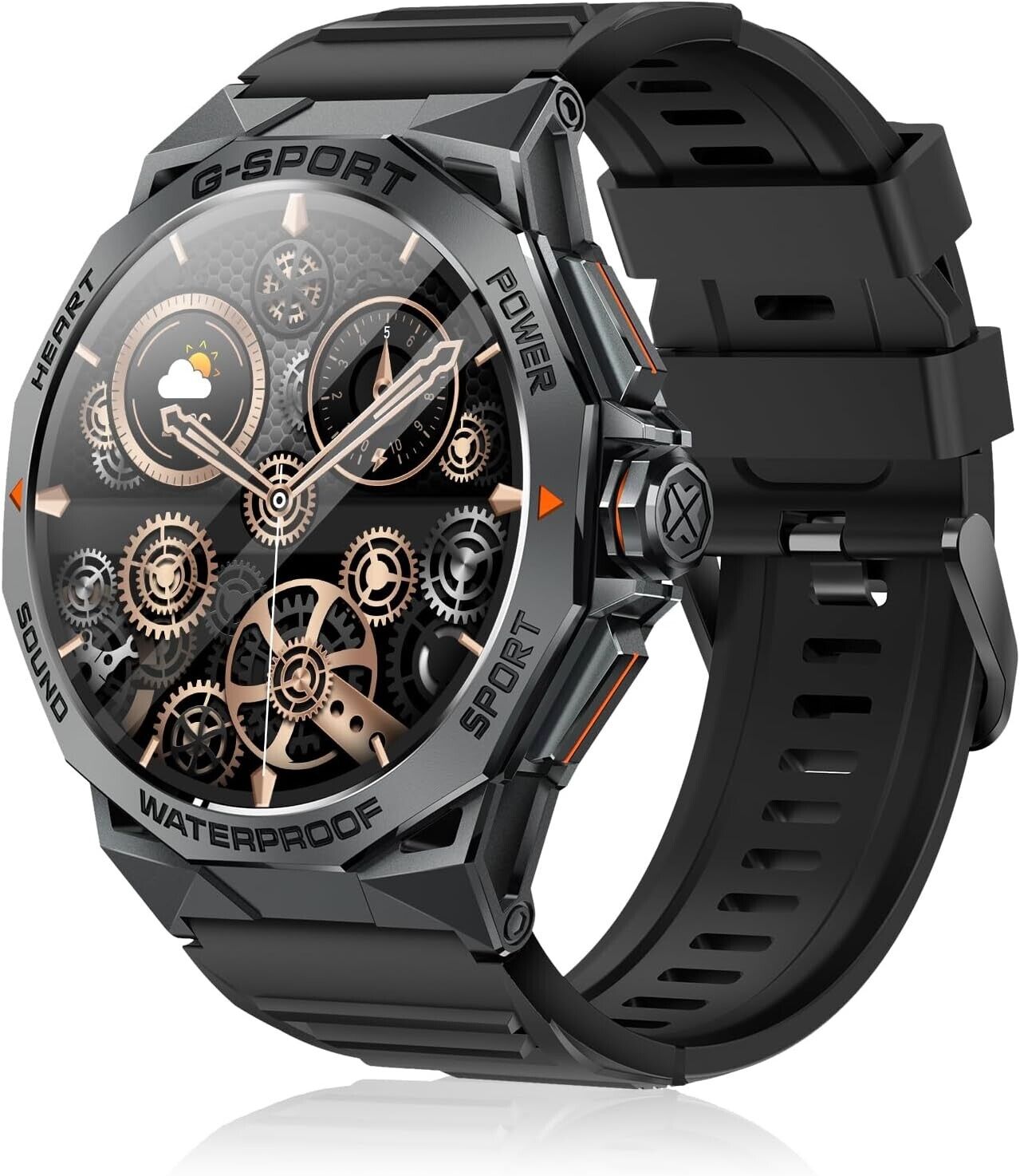 Military Smart Watches for Men,1.43'' Amoled Ultra HD Sport Watch -Black