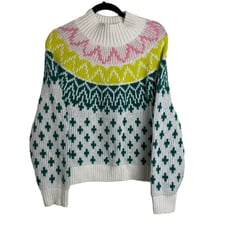 Old Navy Mock Neck Fair Isle Cropped Sweater Multicolor Mock Neck Size Medium