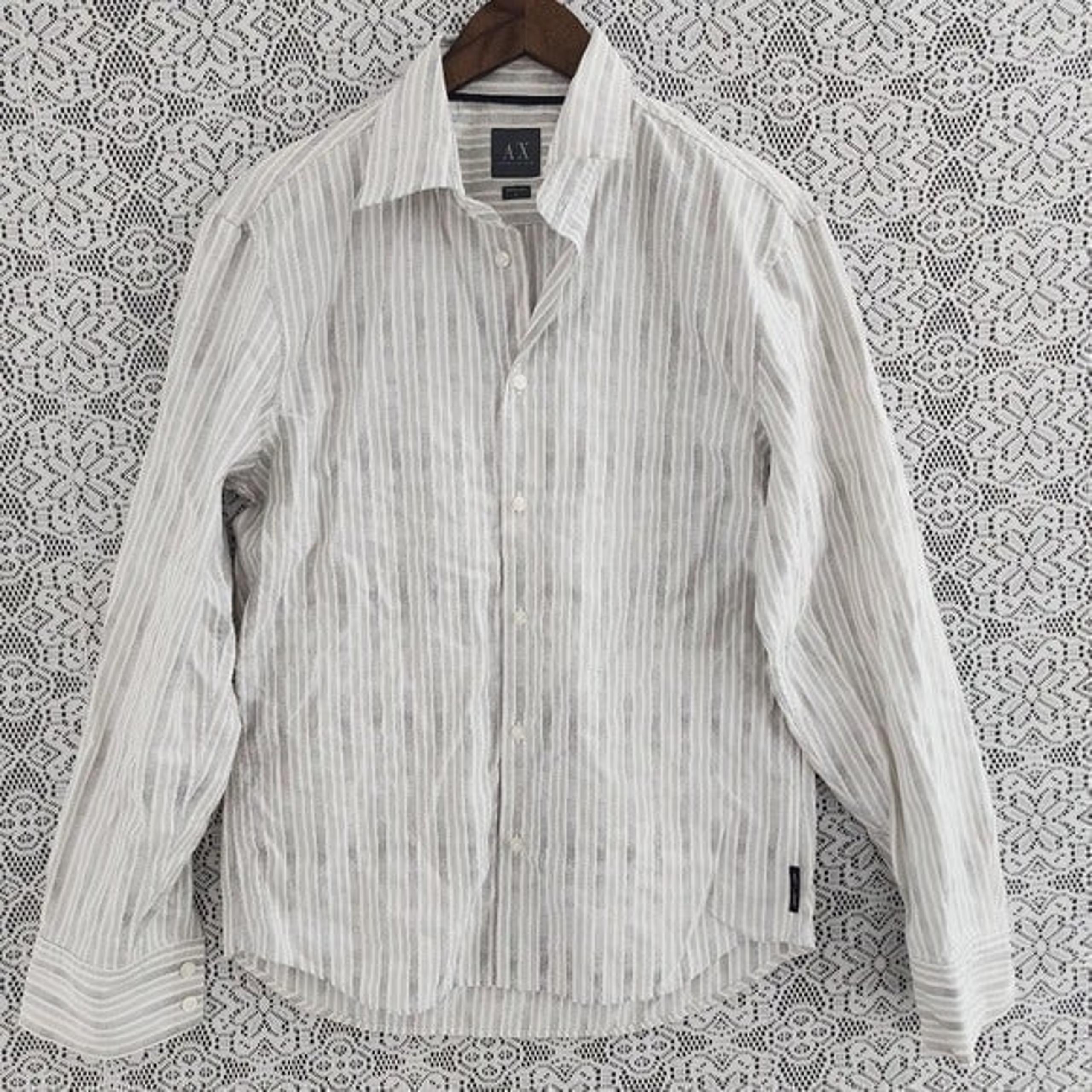 Armani Exchange button down long sleeve dress shirt striped gray men's M