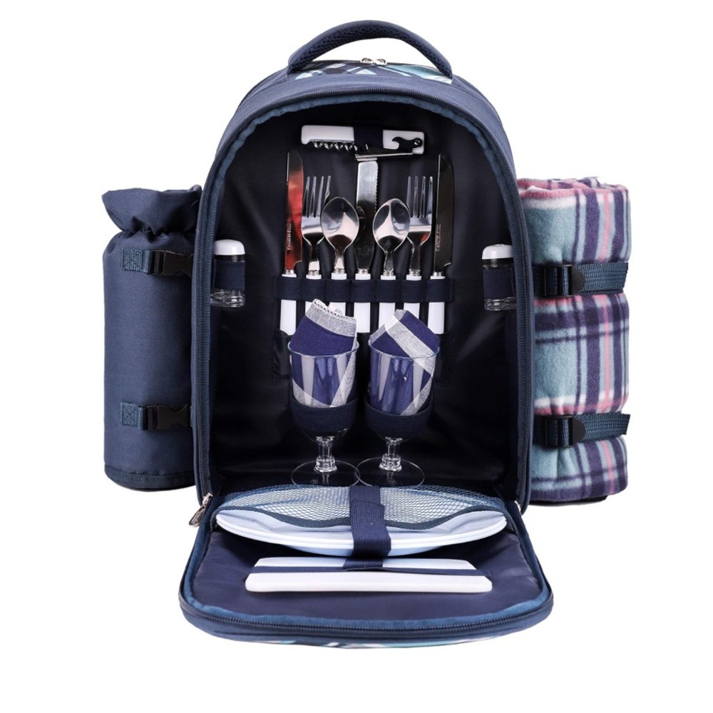 apollo walker Picnic Backpack for 2 Person with Cooler Compartment (Blue)