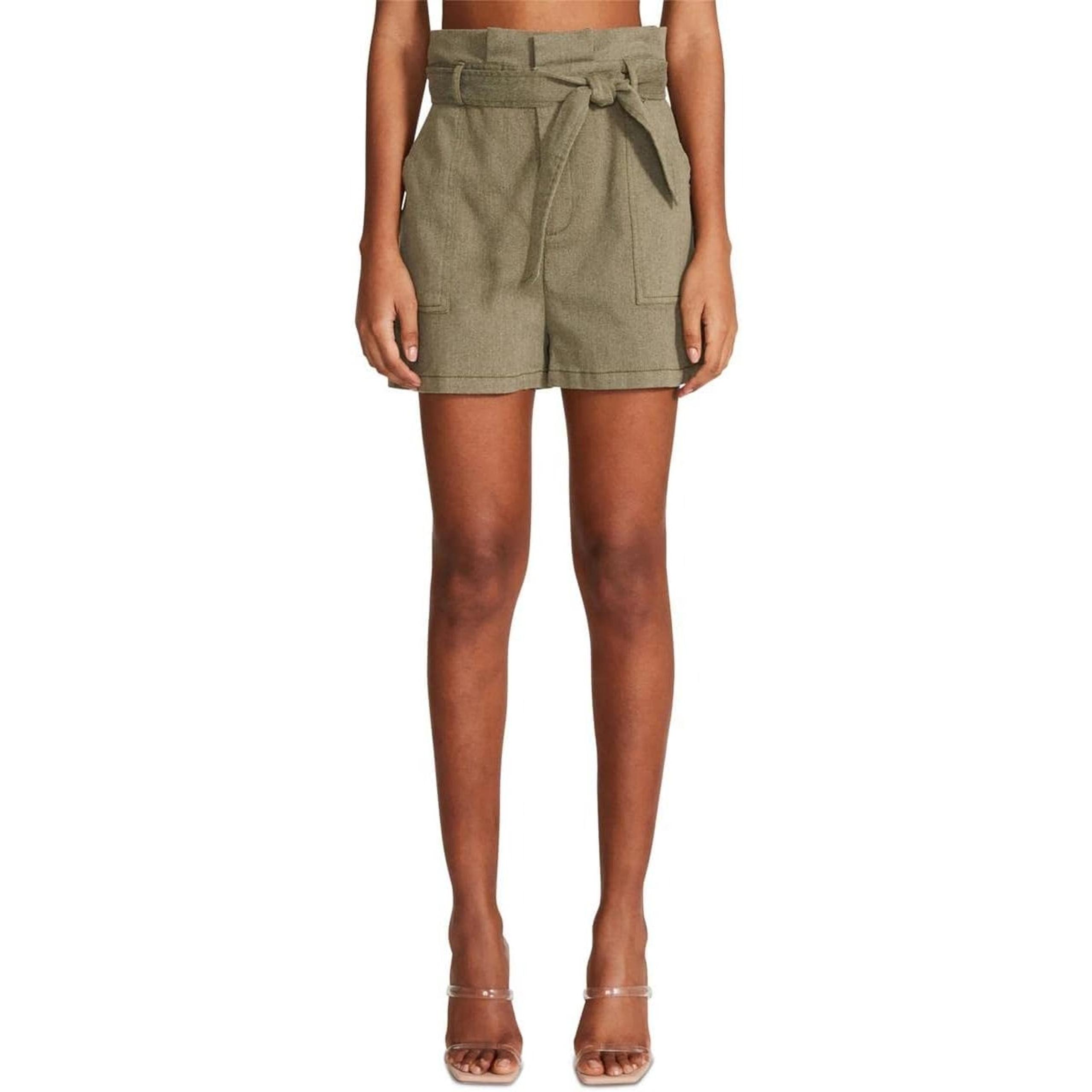 BB Dakota Steve Madden High Rise Waist Tie Paperbag Shorts Green Women's Small