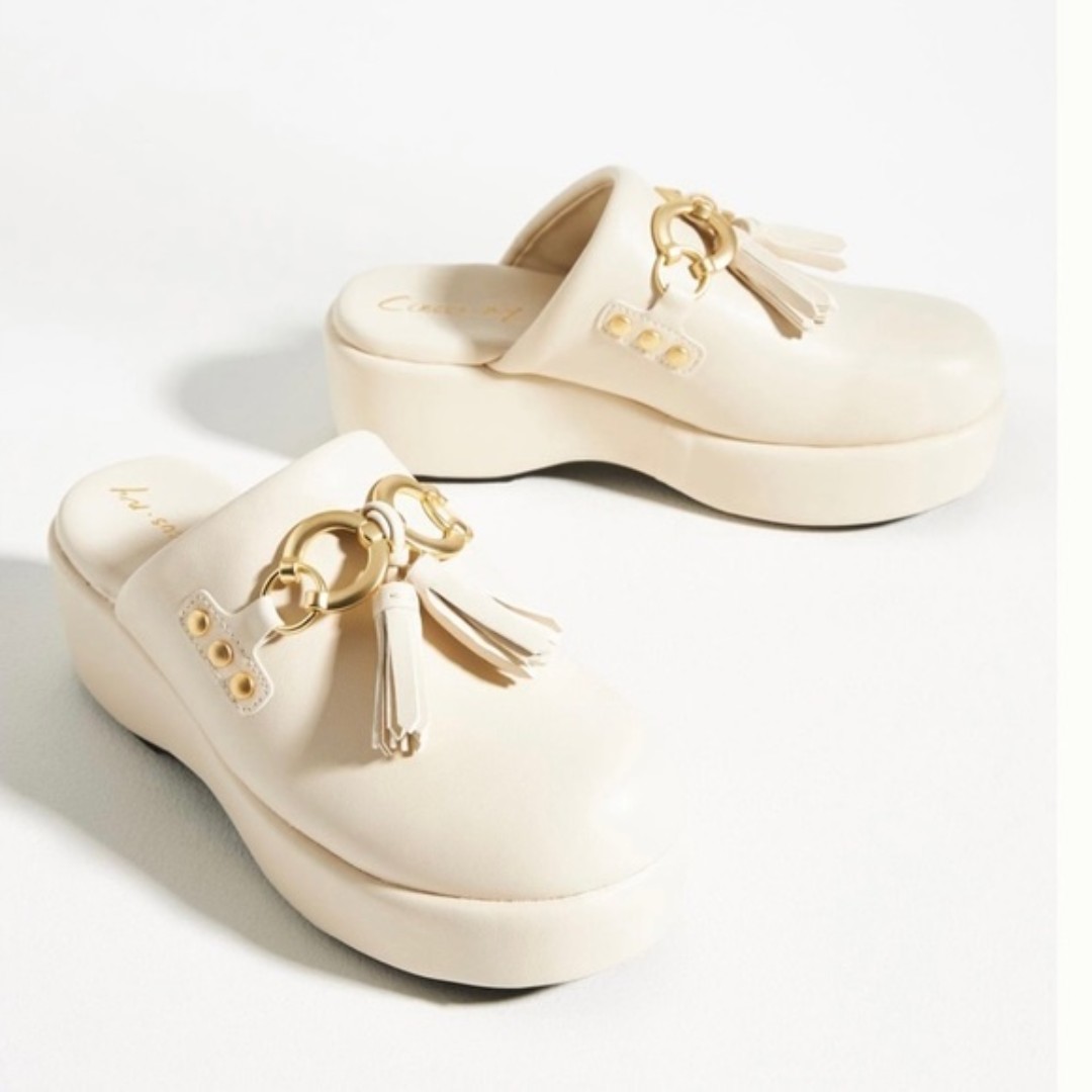 Anthropologie Circus Sam Edelman Jinger Platform Clogs Ivory Size 6