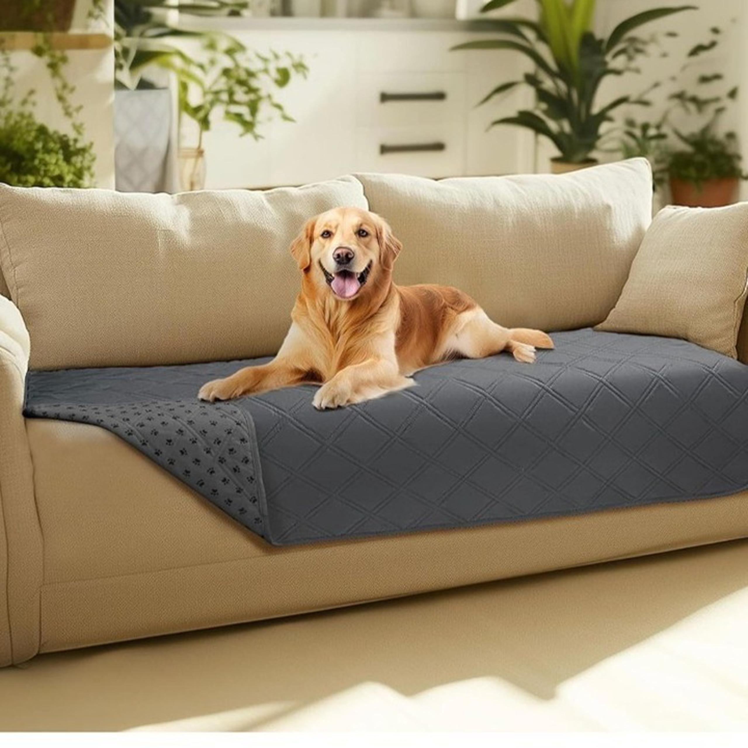 Waterproof Couch Cover Blanket Dogs Cats Anti-Slip Pet Sofa Protector Gray 30x70