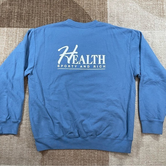 SPORTY & RICH BLUE HEALTH CREWNECK SWEATSHIRT SZ LARGE L