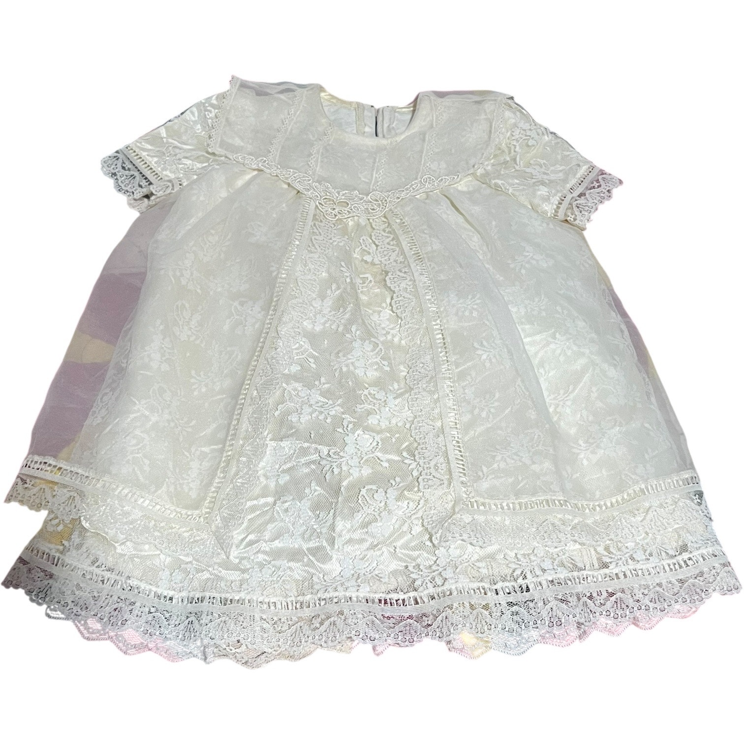 Vintage Jessica McClintock Girls Size 4T White Satin Lace Dress & Bloomers