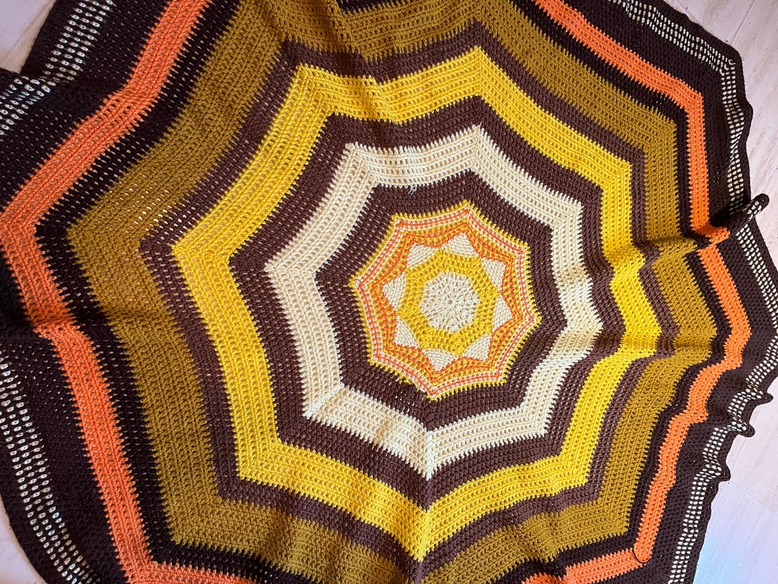 Vintage Granny Square Unique Star Pattern Afghan Throw Handmade Colorful 78”x78”