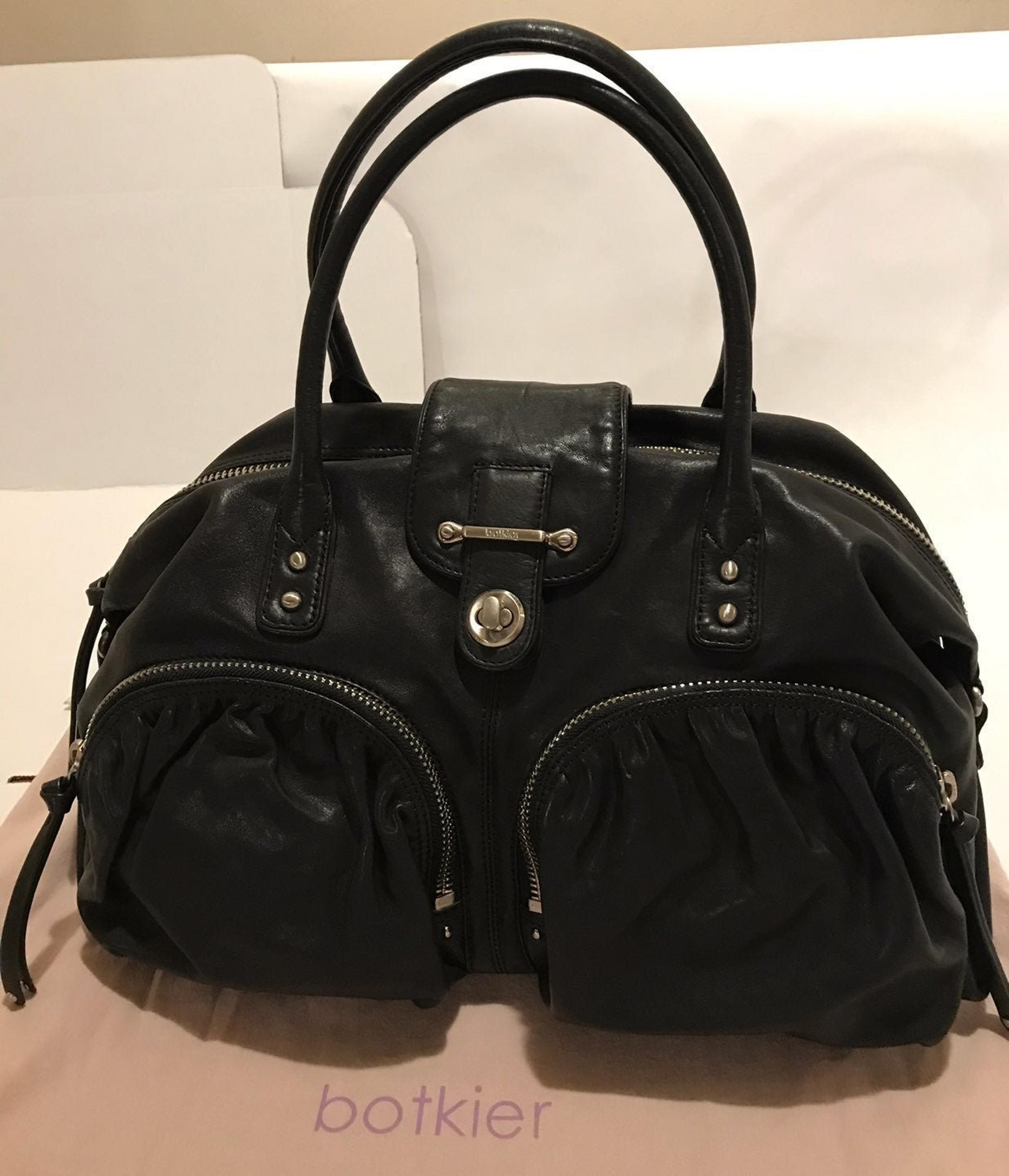 Botkier Large Bianca Leather Satchel Bag Black