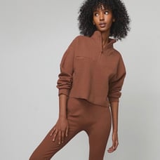 NWT Lunya Cozy cotton silk zip pullover humble brown walnut size XL
