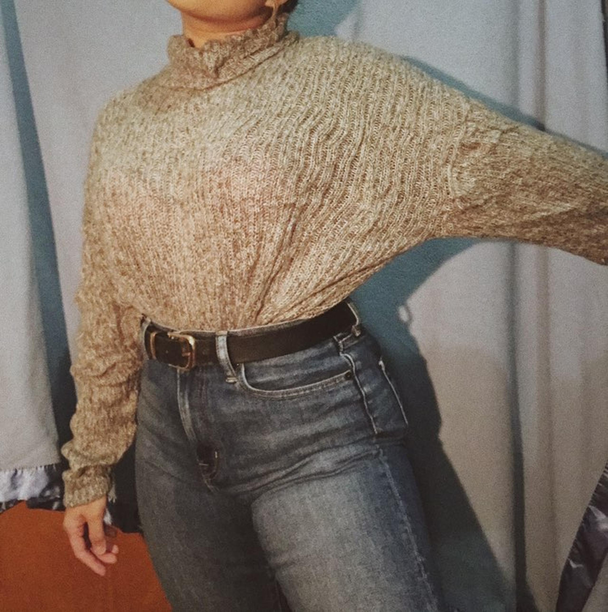grey mock neck sweater