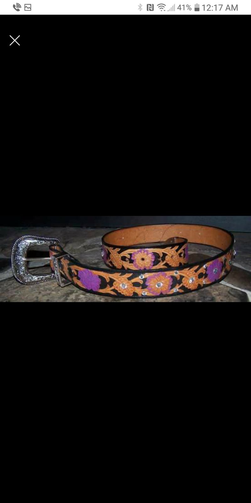 Leather belt with rhinestone Bling!!