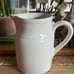 Vintage French Bistro Pitcher Stamped DIGOIN, Beige Glazed Stoneware